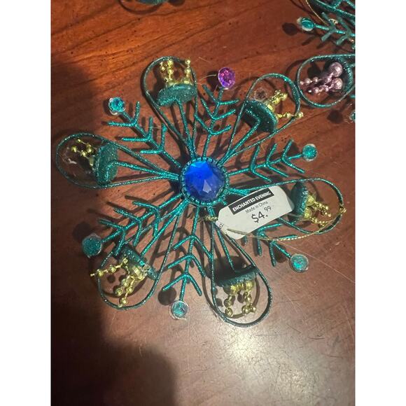 NWT Glittery snowflake Christmas Ornament emerald green glittery Holiday Festive - Picture 8 of 9